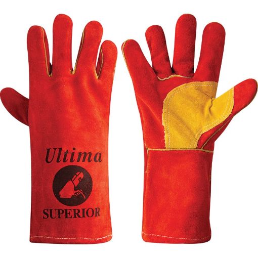 Picture of Welding HSR/200 Ultima Superior Reinforced Red and Gold Welders Gauntlets