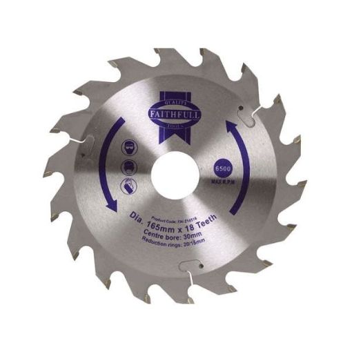 Picture of Faithfull TCT Tungsten Circular Saw Blade 165 x 30mm x 18T POS
