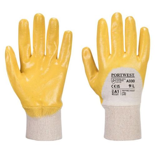Picture of Nitrile Light Knitwrist Glove Large Yellow (Concrete Gl